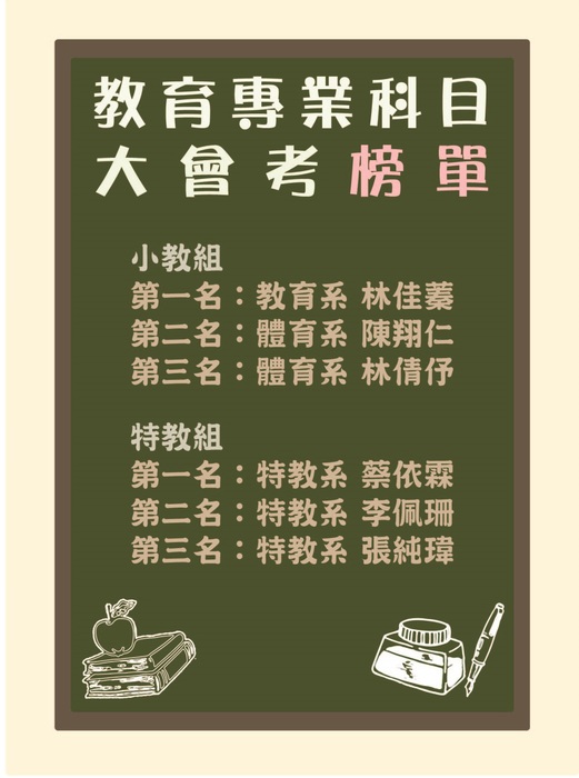 【師範學院】104年專業科目大會考 各組/班成績出爐囉!!圖片